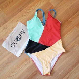 NWT CUPSHE Colorblock One-Piece Swimsuit | Size L